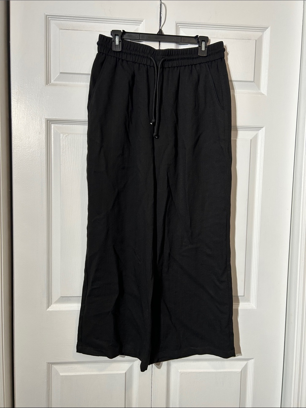 NWT HALARA Black Wide-Leg Drawstring pants Size Large Petite